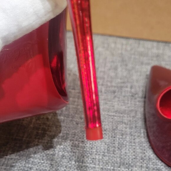 Excellent Condition Christian Louboutin SO KATE 100 Metallic Loubi Red Heels! - Picture 12 of 16